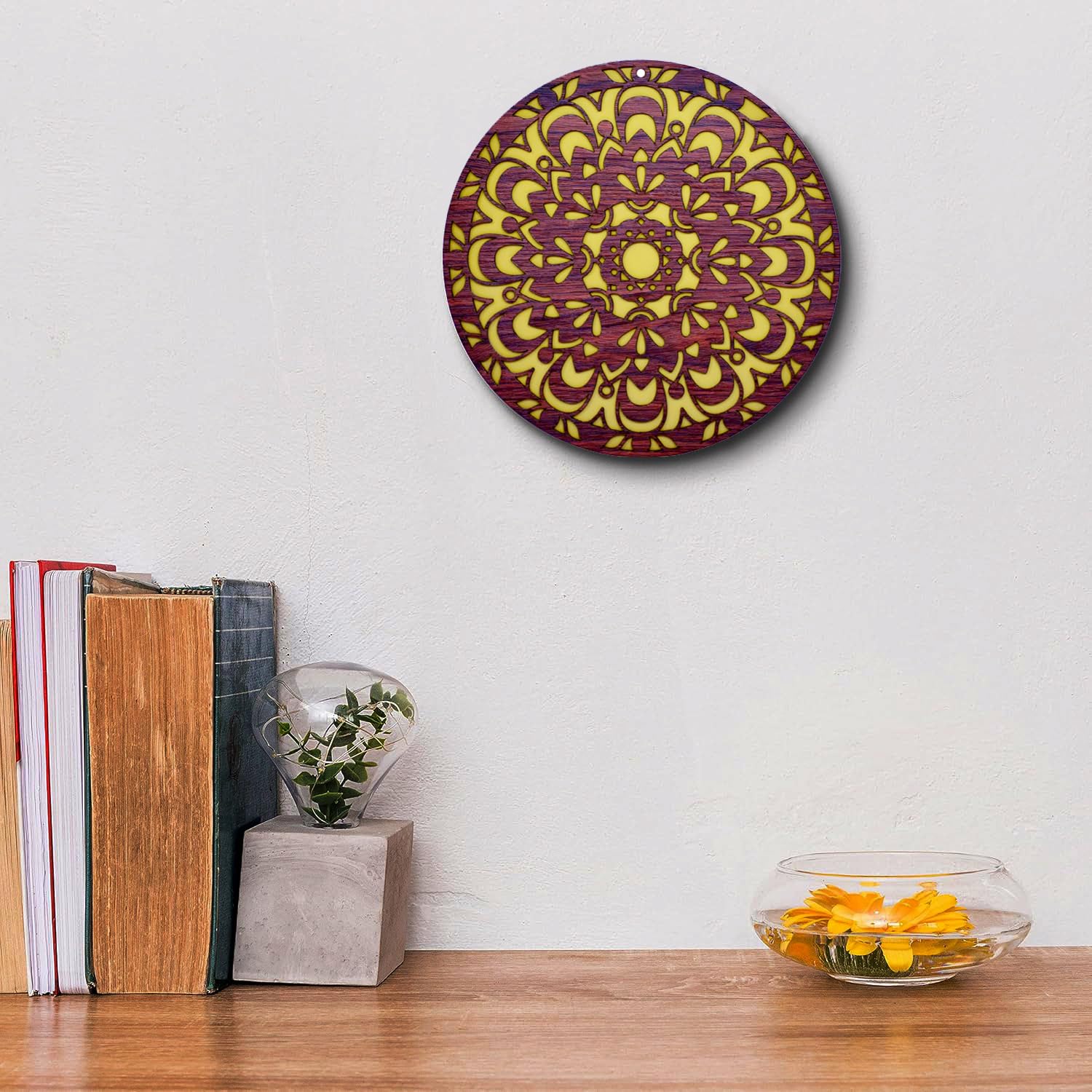 ESPLANADE Wood Wall Hanging- Satiya, Om, Ganesh & Mandala Home Decoration Items for Living Room, Wall Decor Items, Decor for Home and Office - 12in