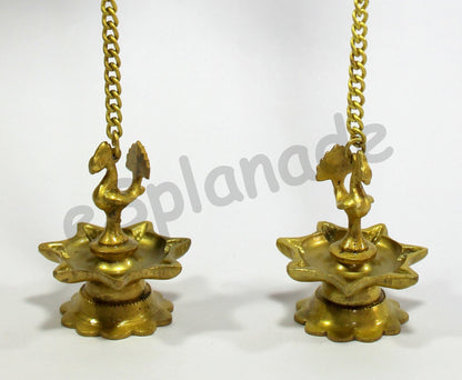 eSplanade - Krishna Wall Hanging Diya with Bells & Chain | Oil Lamp | Home Decor | Diya, Deepak, Deepam - Brass