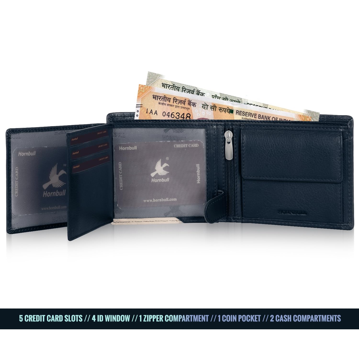 HORNBULL Andy Blue Wallet for Men | Genuine Leather Wallet with RFID Blocking | Gift for Men