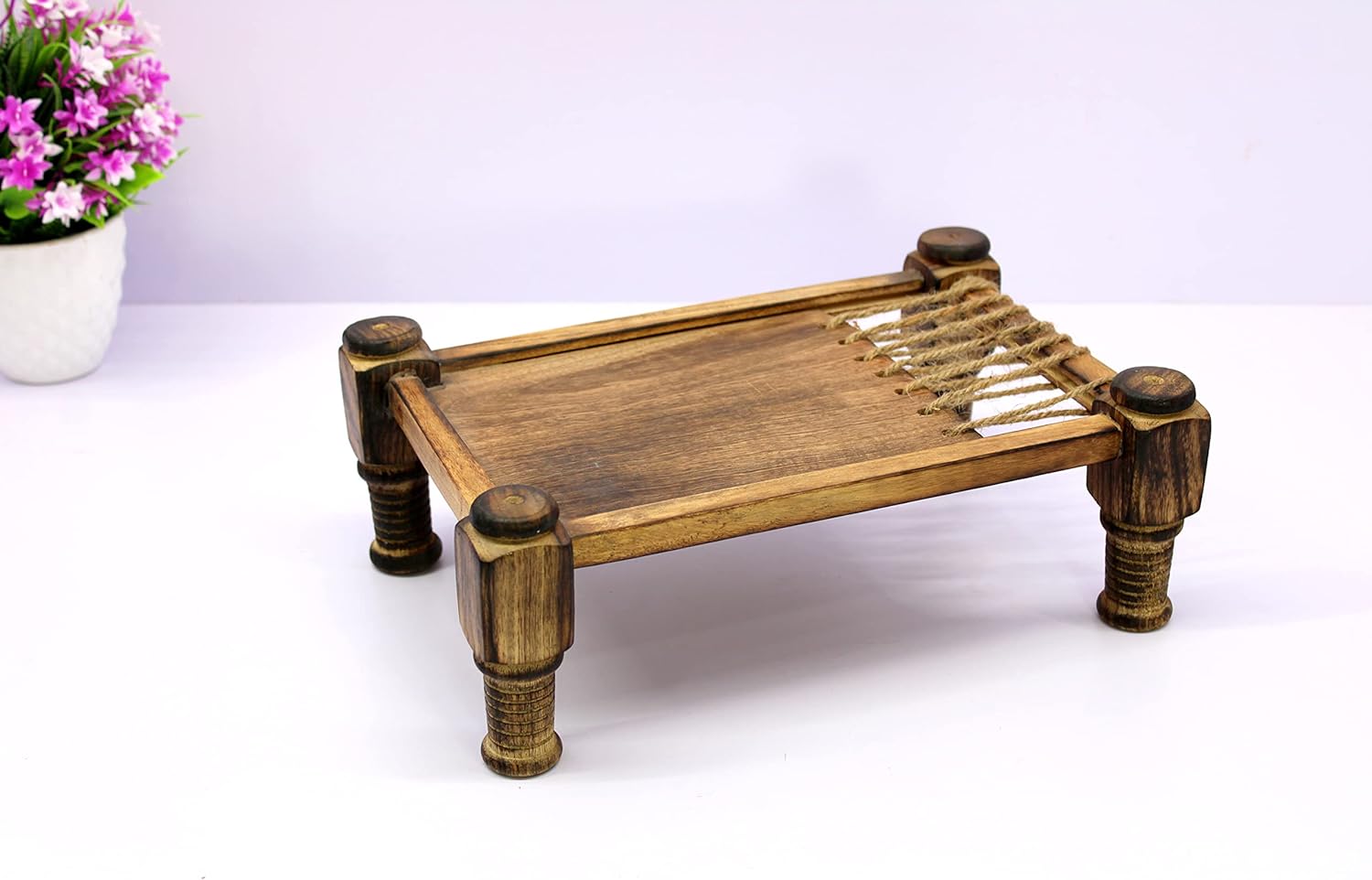 eSplanade Cot Charpai Khaat & Cart Shaped Serving Platter Tableware Serve-ware for Home and Kitchen - Brown