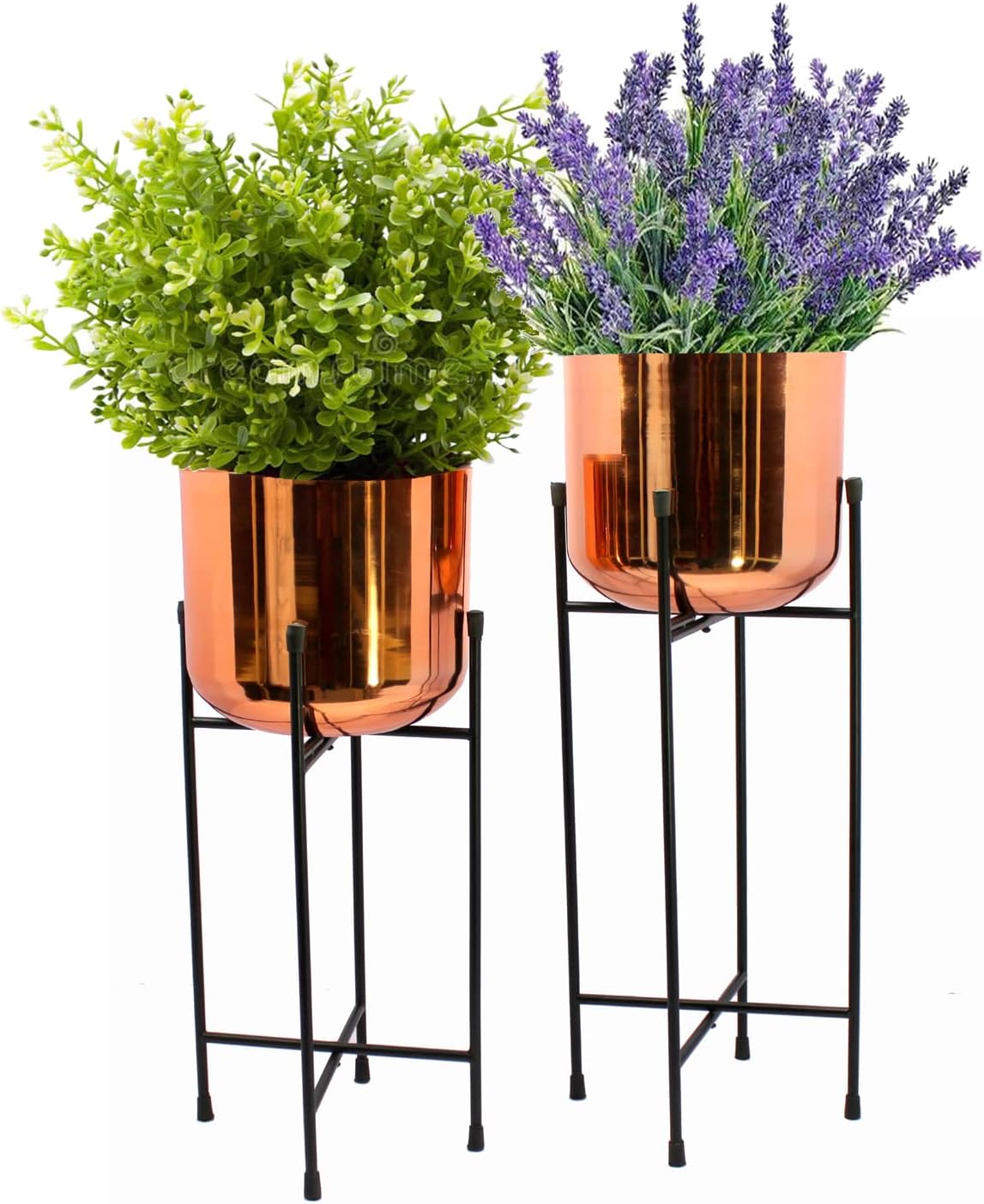 eSplanade Metal Planters with Strong Metal Stand for Living Room Bedroom Garden - Set of 2