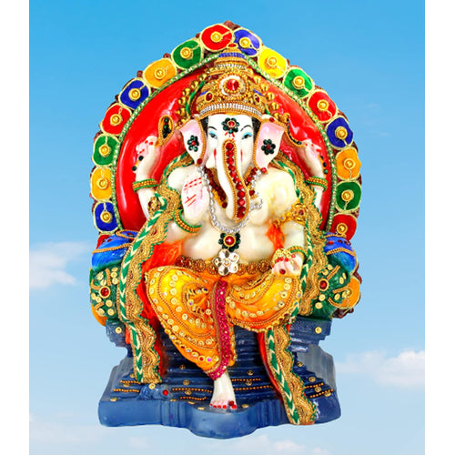 eSplanade Resin Singhasan Ganesh Ganesha Ganpati Murti Idol Statue Sculpture (13