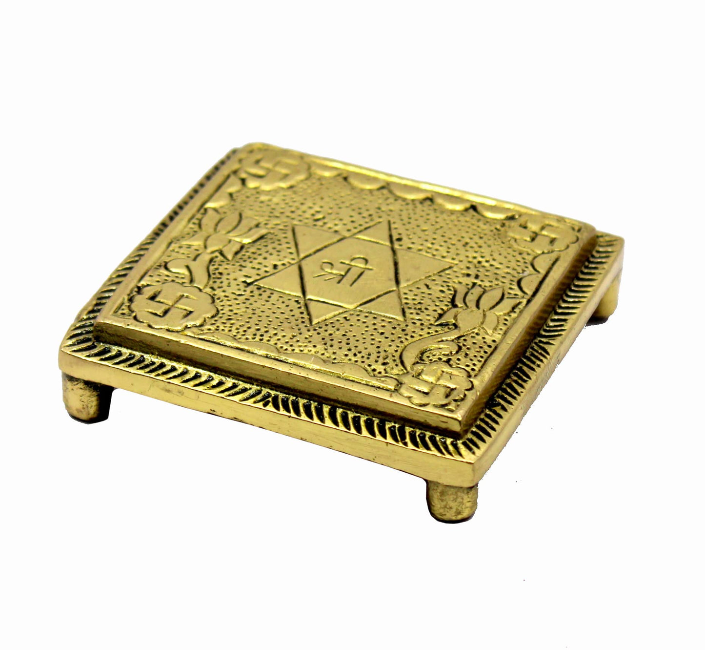 eSplanade Brass Pooja Mandir Chowki God's Stool - Puja Articles - 2.6" Inches (Very Small)