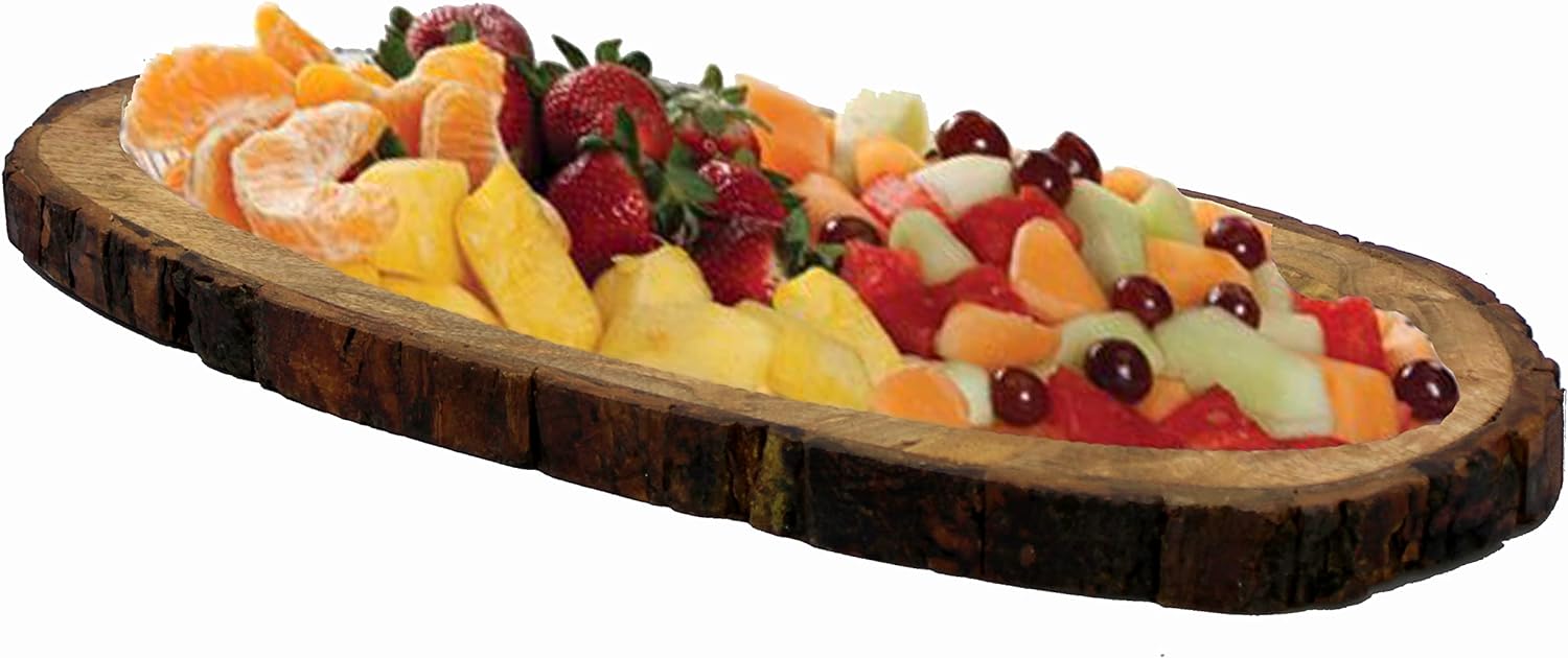 KLEO Serving Tray Platter Dish for Home and Kitchen Tableware Serveware - Wooden - 12" & 16" Diameter - Brown