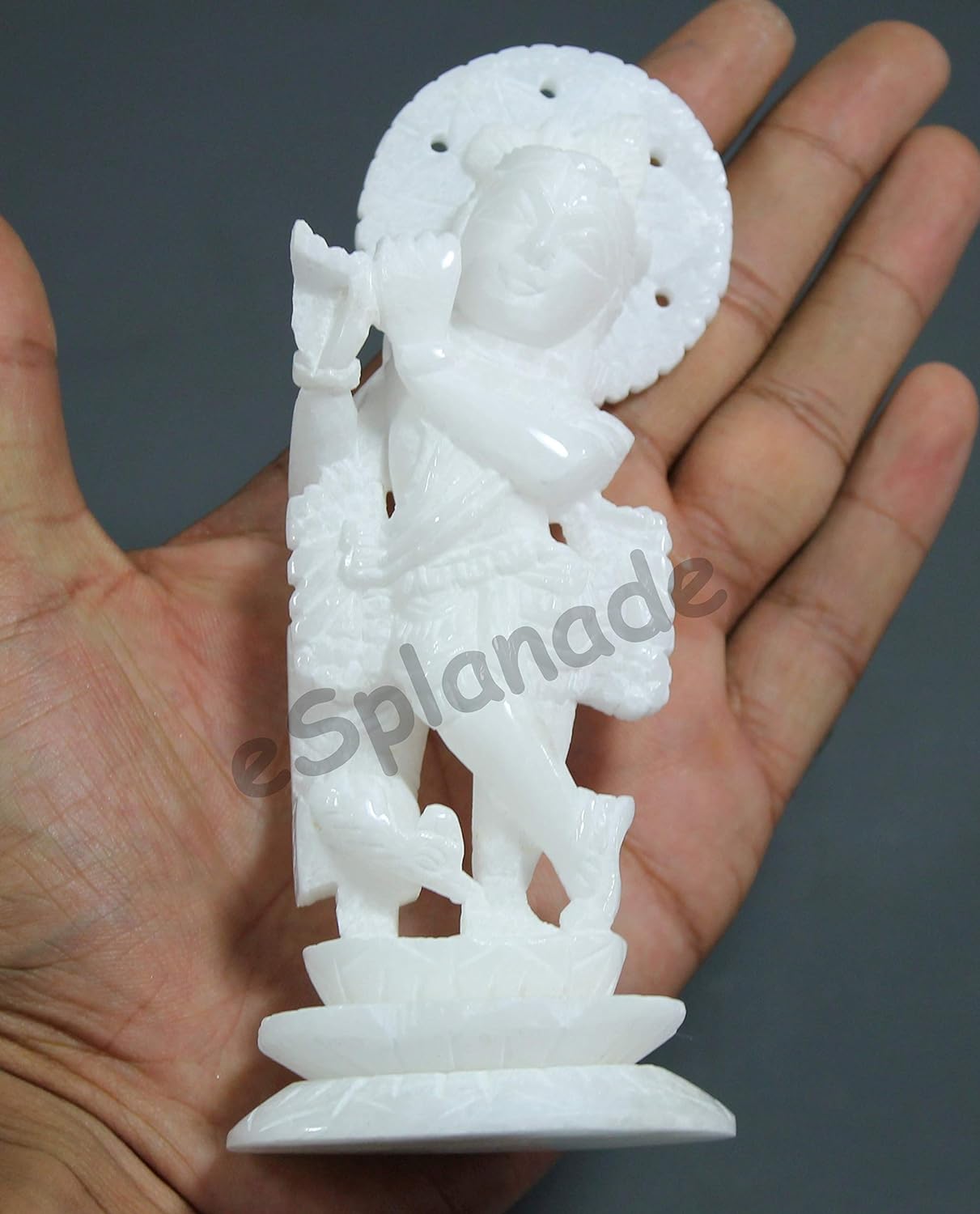 ESPLANADE - White Marble Makhan Chor Laddoo Gopal Baby Krishna Kishan Thakurji Murti Idol Statue Sculpture (5.5" Marble)