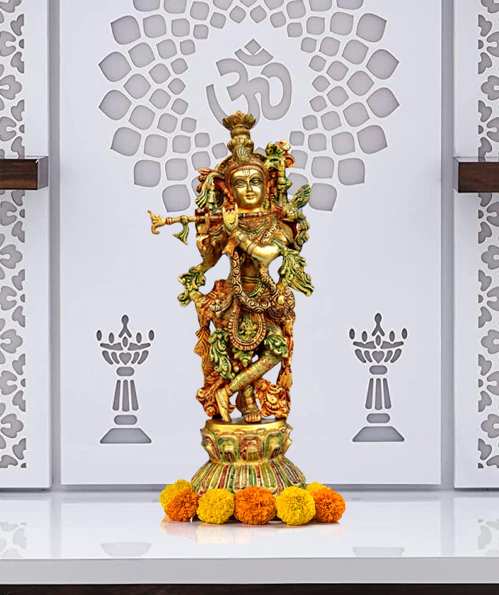 eSplanade Brass Radha Krishna Kishan Murti Idol Statue Sculpture | Pooja Idols | Home Decor (18 Inch)