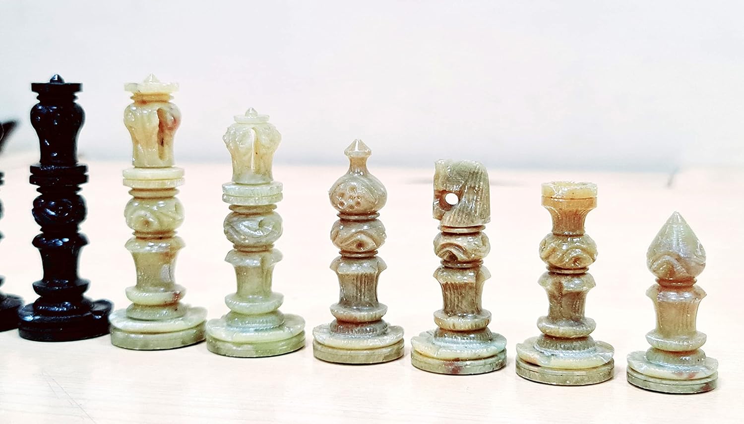StonKraft - Natural Stone Chess Pieces Chessmen Chess Coins (3" King) | Chess Accessories | Board Games