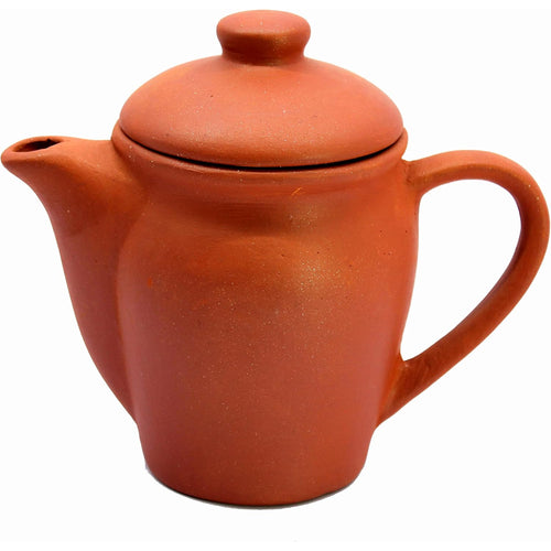 KLEO Terracotta Clay Water Jug Earthenware Pot Kettle - Brick Red - 750 ml - 9.5