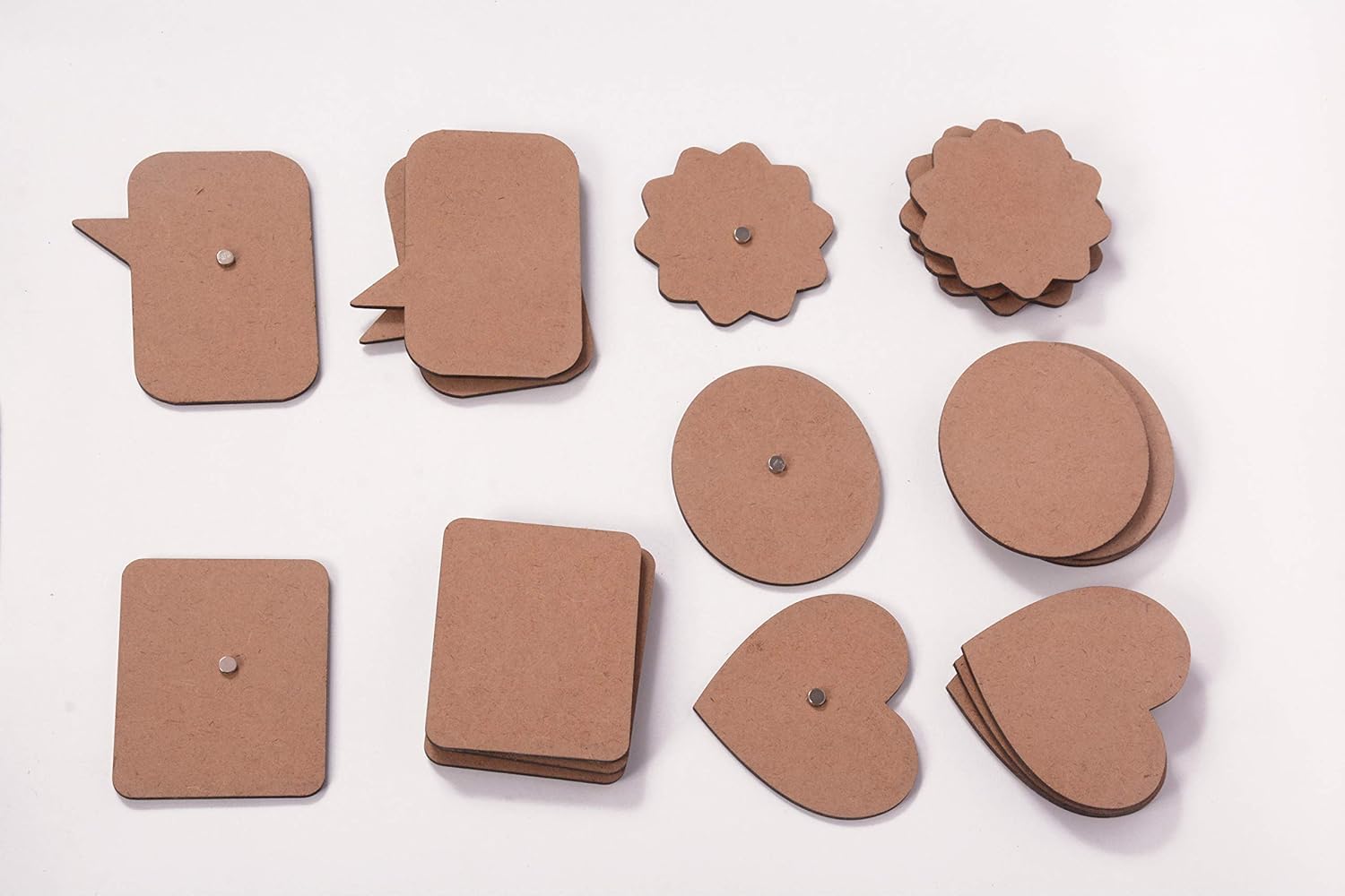 IVEI DIY MDF Wood Sheet Craft Magnet - Plain MDF Fridge Magnet Blanks Cutouts - Set of 20 Mix Shaped Magnets for Painting Wooden Sheet Craft, Decoupage, Resin Art Work & Decoration