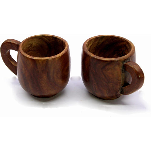 KLEO Wooden Tea & Coffee Cups Mugs | Set of 2-150 ml approx. - Wood - 2.5