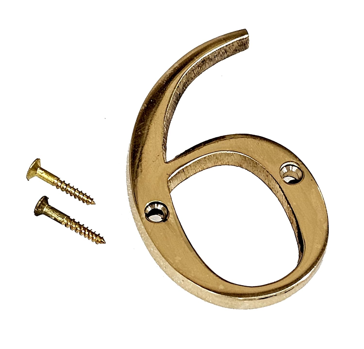 eSplanade 3" Brass House Hotel Door Number Plaque – Numeric Numerical Digit Sign for Home Office Hotel Guest House – Polished Brass Finish with Screws