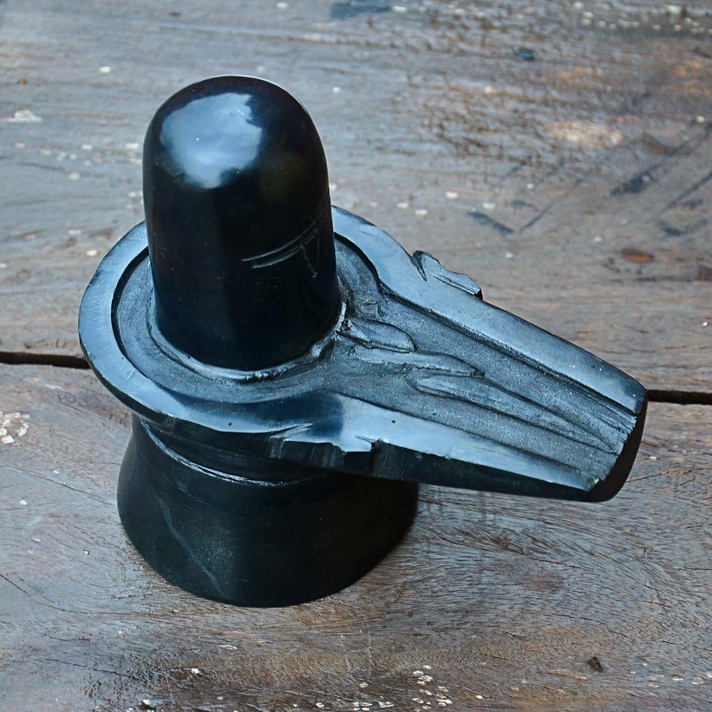 StonKraft Marble Shiva Lingam Shiv Ling Idol Murti Statue Adiyogi (Black Lingam)
