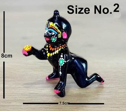 eSplanade - Black Painted Brass - (3") 7.5 cms - Laddoo Gopal Baby Krishna Kishan Baby Krishna Thakurji Murti Idol Statue Sculpture