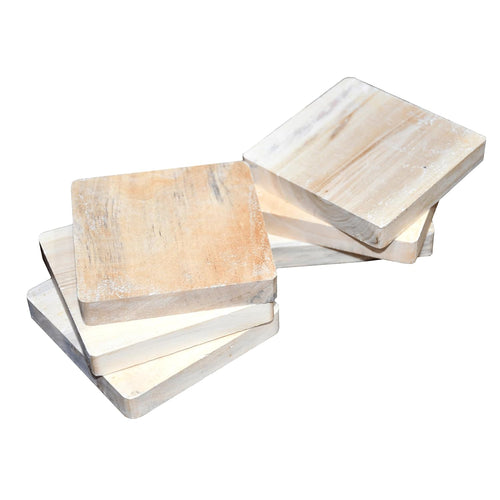 IVEI DIY Thick Wooden Coasters Wood Canvas - Plain Wooden Coasters Shaped Blank Cutouts for Painting, Wooden Sheet Craft, Decoupage, Resin Art Work & Decoration - Set of 6