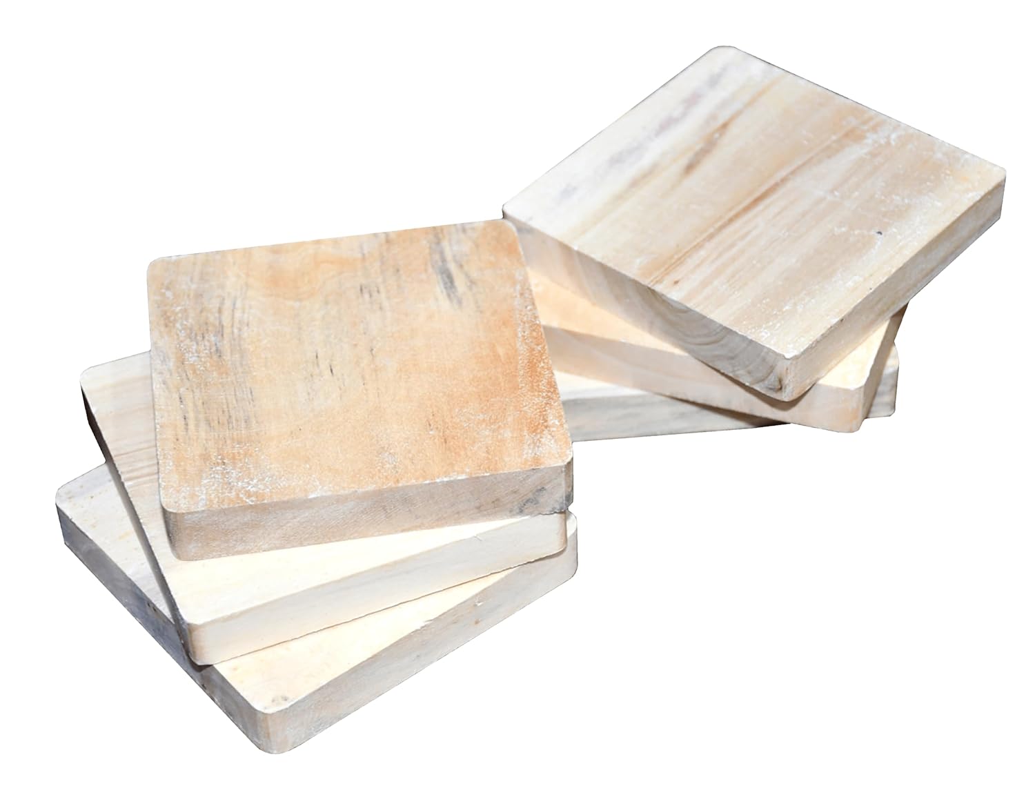 IVEI DIY Thick Wooden Coasters Wood Canvas - Plain Wooden Coasters Shaped Blank Cutouts for Painting, Wooden Sheet Craft, Decoupage, Resin Art Work & Decoration - Set of 6