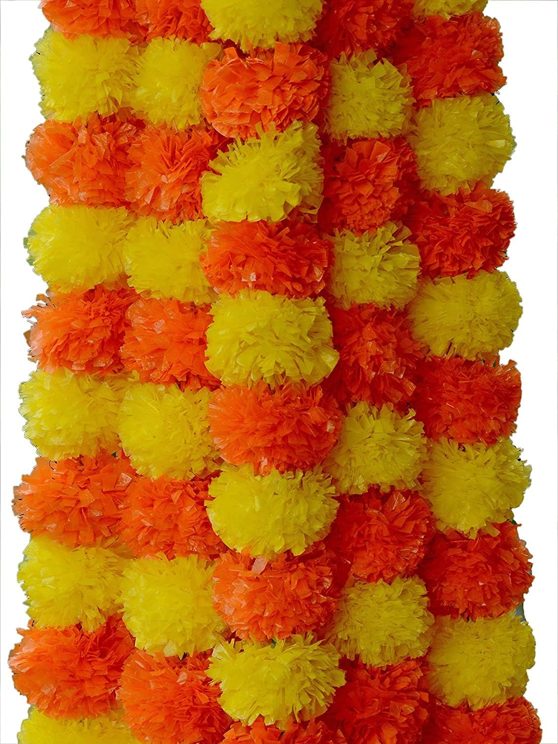 eSplanade Artificial Marigold Flower Garlands for Home Decor - Pack of 5 Strings - Multi-colour- 4 to 4.5 Feet Length