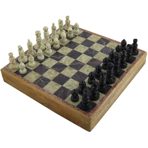 Marble Stone Art Unique India Chess Pieces and Board Games Set 8 X 8 Inches - Indian Handmade Unique Gifts