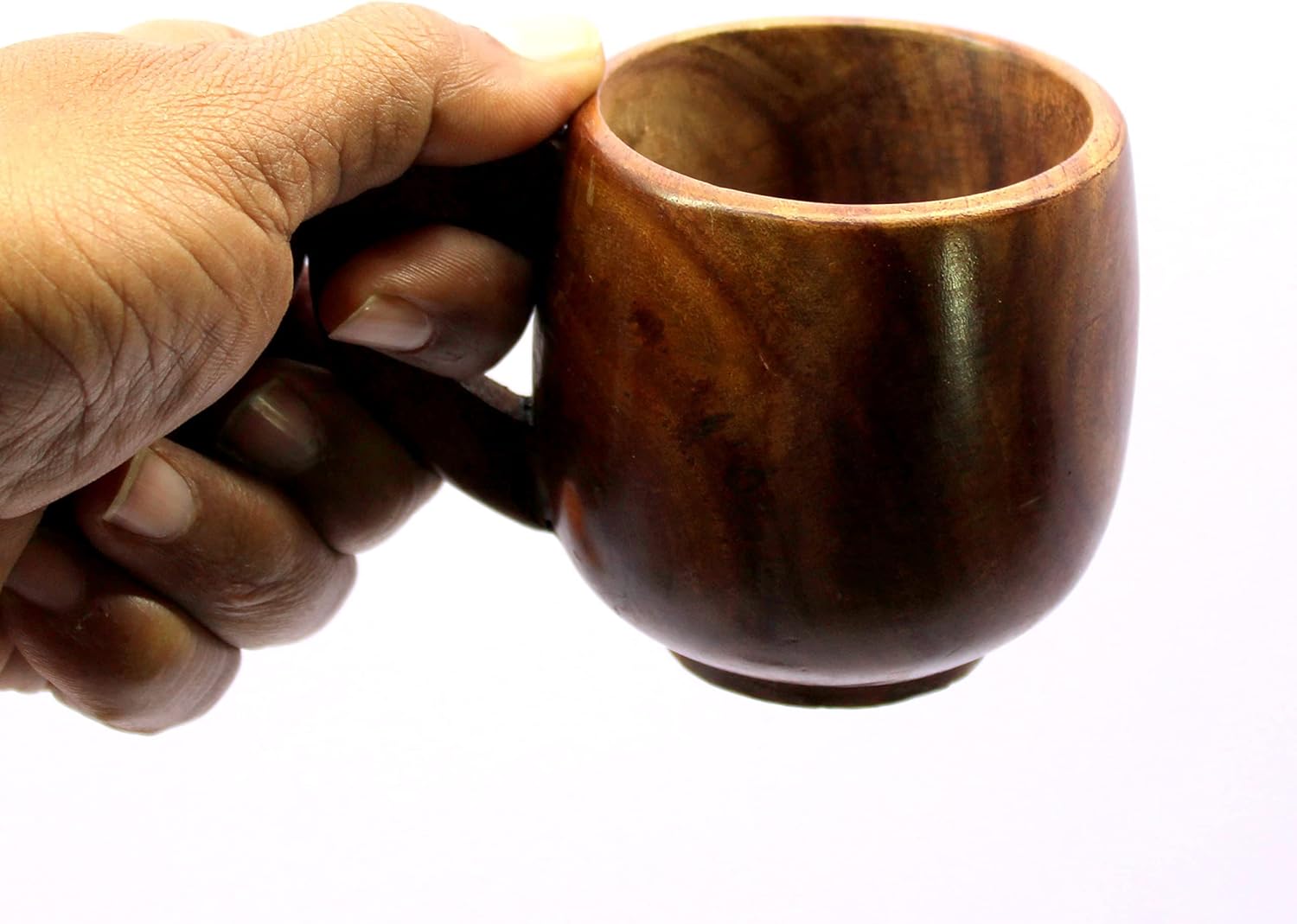 KLEO Wooden Tea & Coffee Cups Mugs | Set of 2-150 ml approx. - Wood - 2.5" & 4" Dia. - Brown