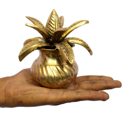 eSplanade Brass Decorative Kalash with Coconut for Puja Temple Laxmi Ganesh Crafted Kalasha - 5.75 inches