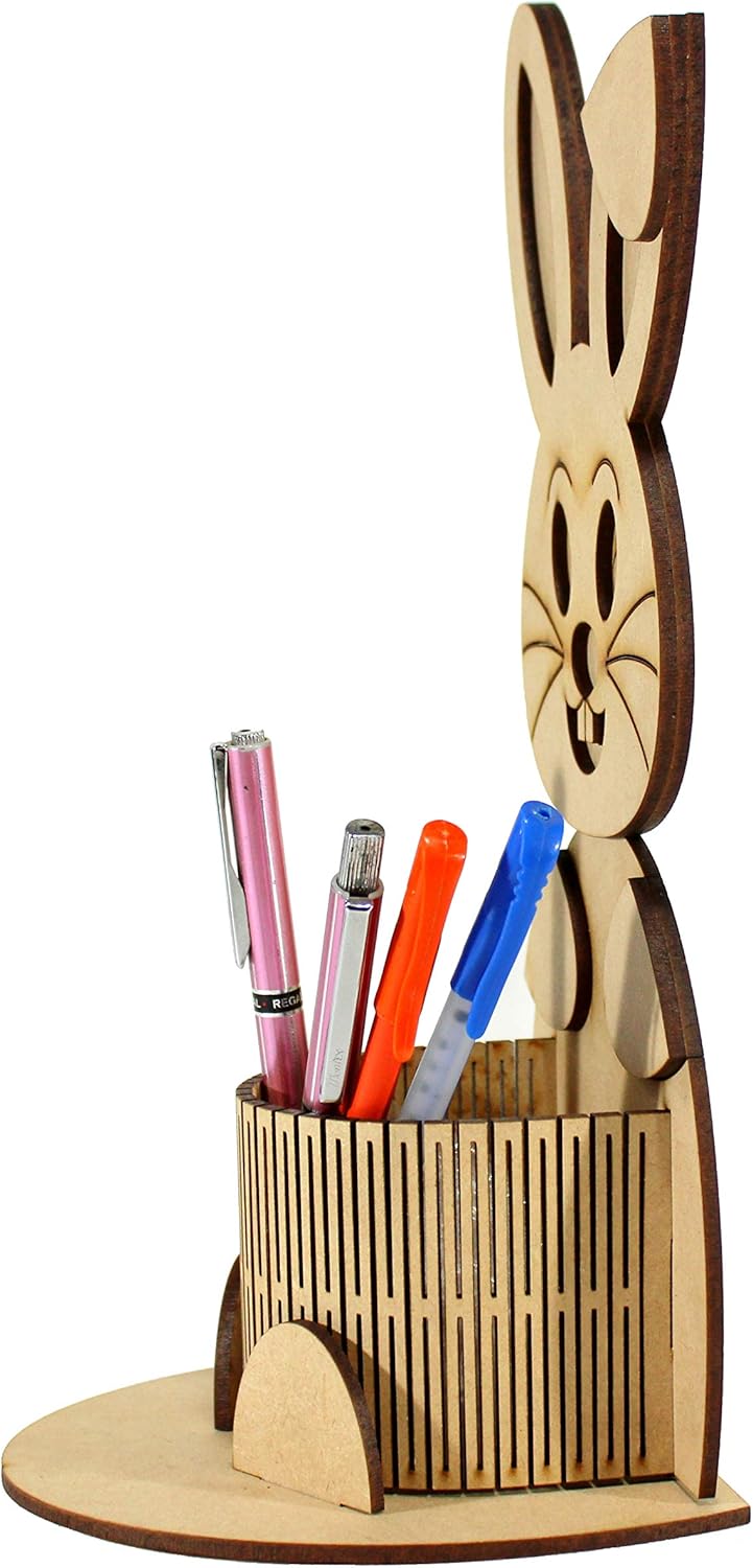 eSplanade DIY Wooden 3D Puzzle Rabbit - Desk Organizer, Pen Stand - Easy to Assemble