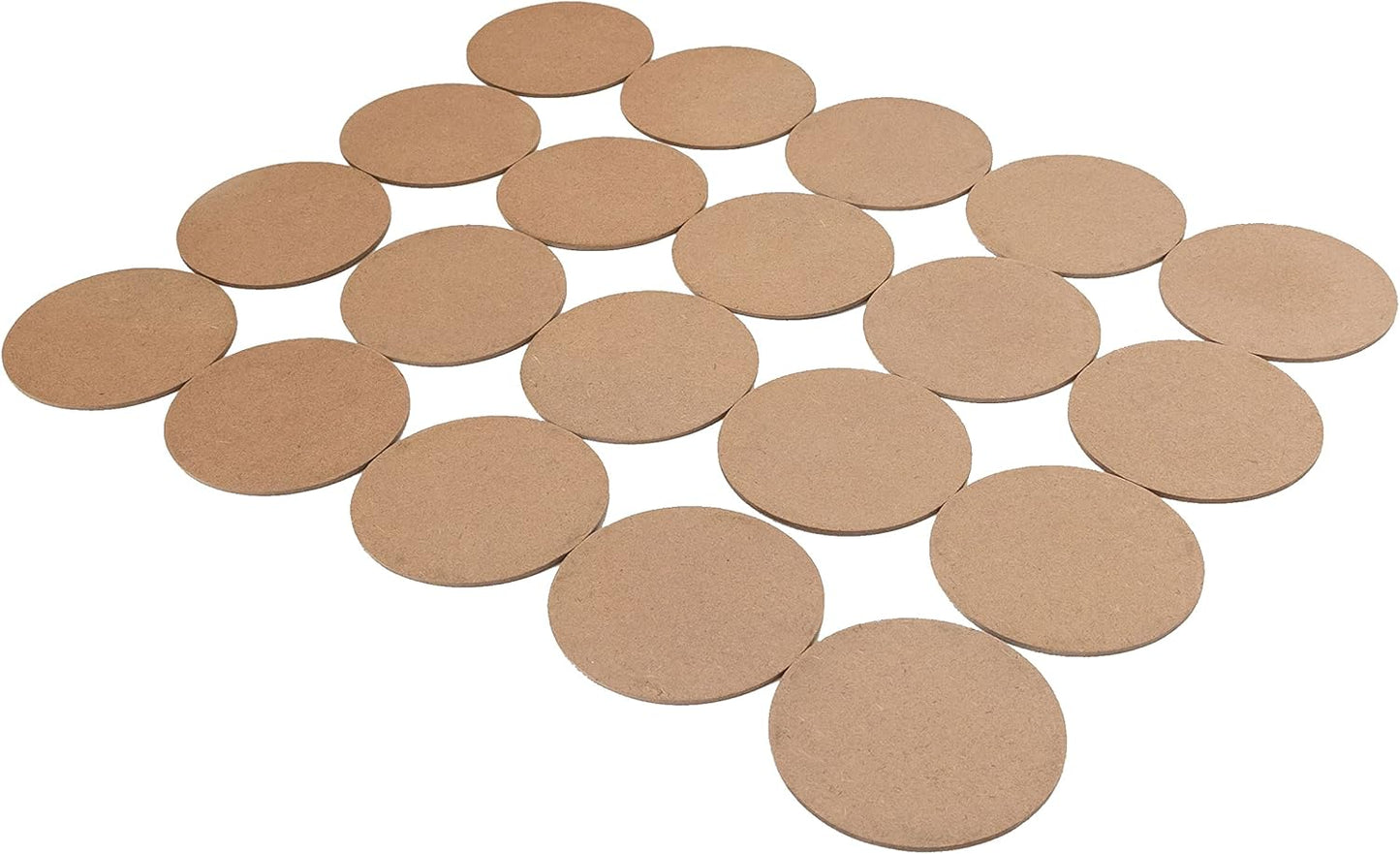 IVEI DIY Thin MDF Coasters Wood Sheet Craft -MDF Plain Wooden Coasters Shaped Blank Cutouts for Painting Wooden Sheet Craft, Decoupage, Resin Art Work & Decoration - Set of 20 (Round)