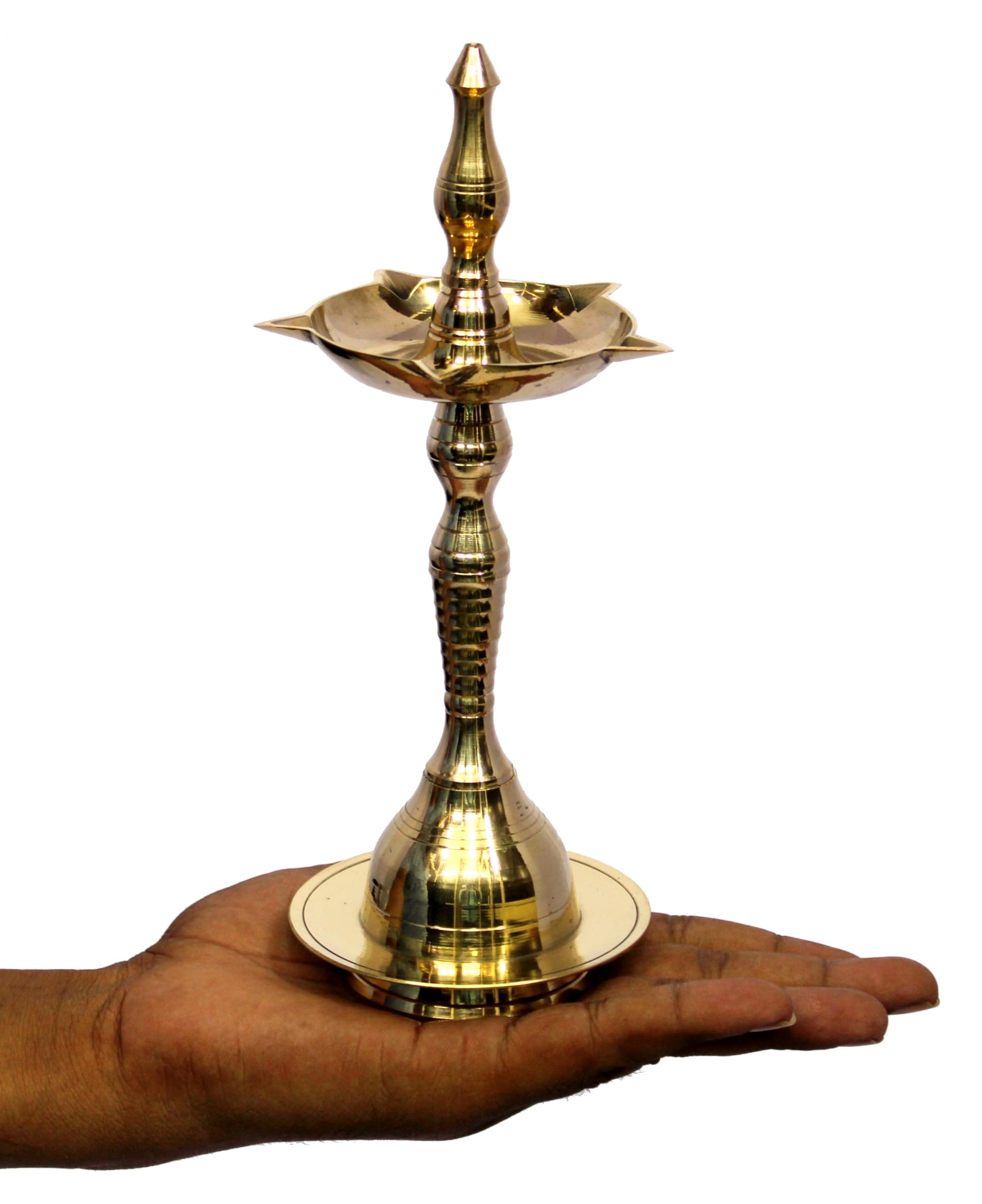 eSplanade Kerala Diya for Pooja - Diwali Diya for Pooja - Kutthu Vilakku Samai Diya for Puja Diwali Decorations, Temple Decoration - Brass (9)