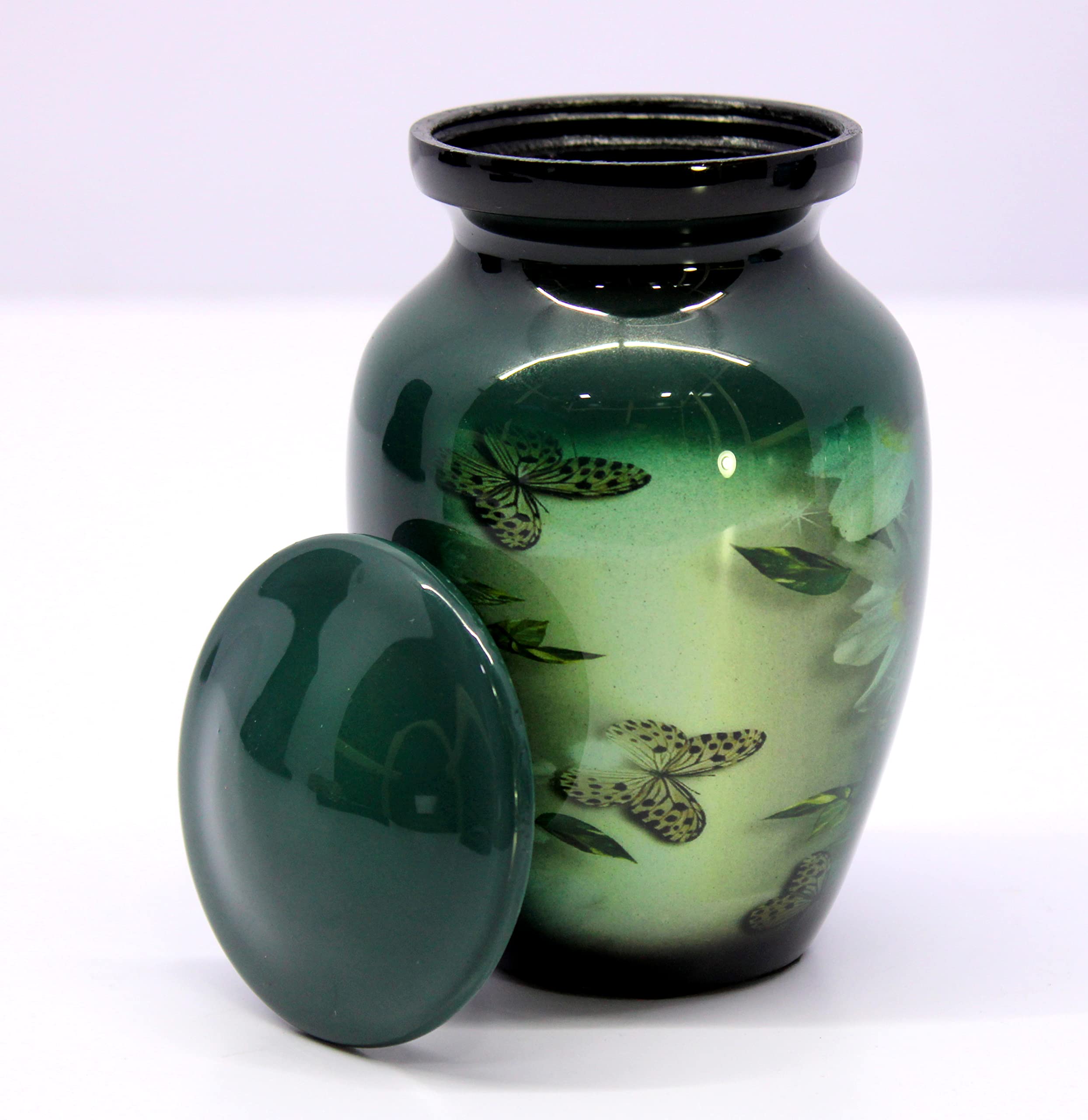 eSplanade Mini Cremation Urn Memorial Jar Pot Container | Small Metal Urn for Funeral Ashes Burial | Wolves with Moon Printed Metal Keepsake | Black - 4.5" Inches