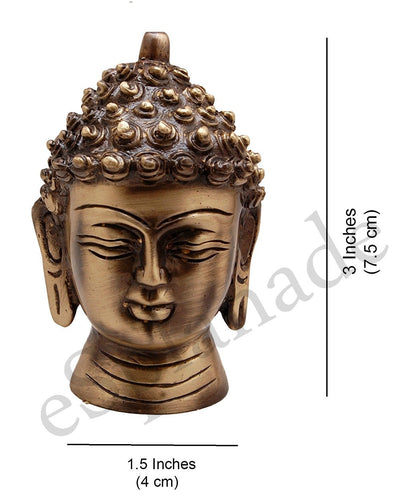 eSplanade Brass Buddha Face Wall Hanging Idol Statue Figurine Murti Showpiece | Buddha Head | Home Decor | Tibetan Buddhist Statue