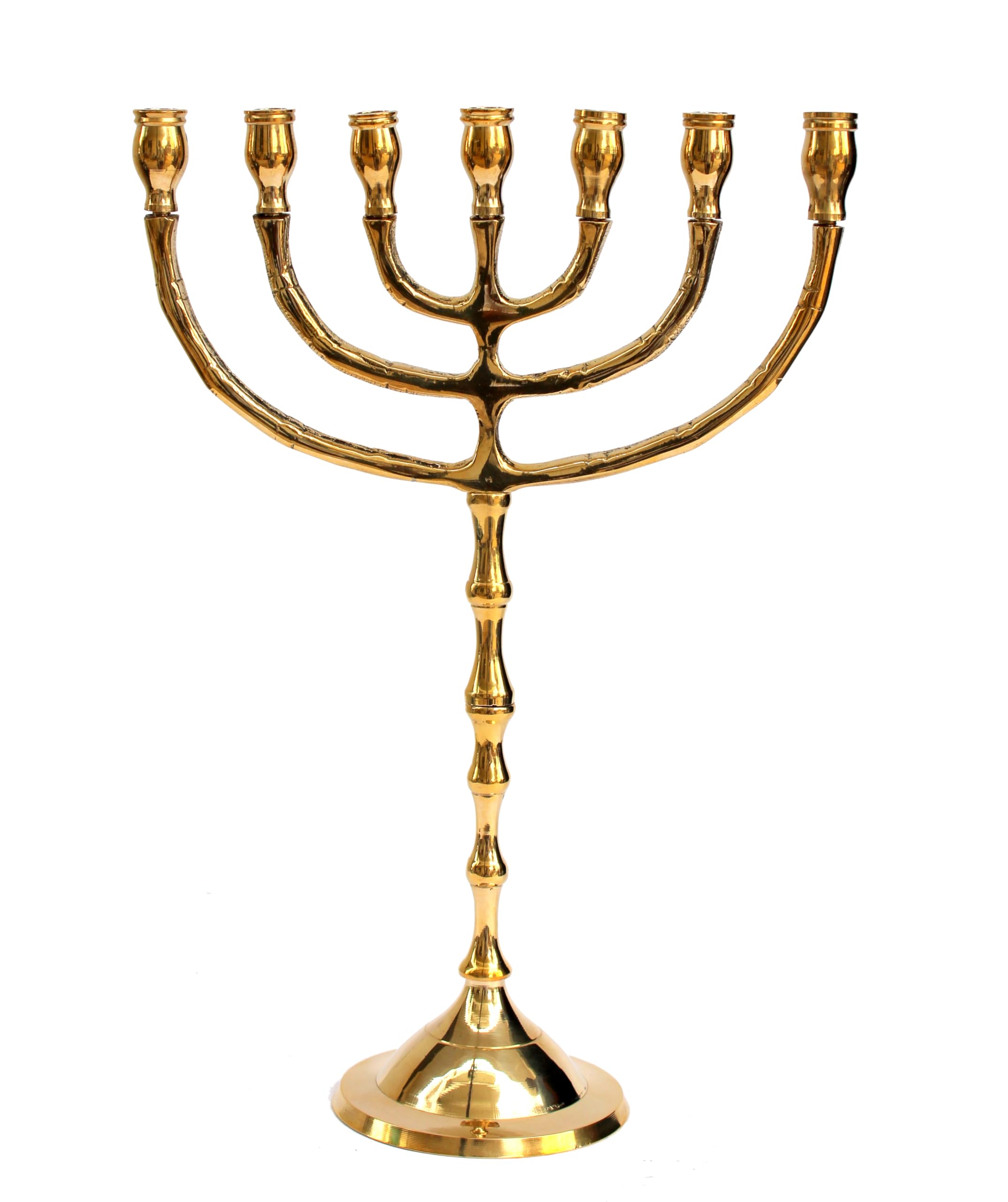 eSplanade Pure Brass Menorah 7 Branched Candle Holder | Table Centerpiece & Jewish 7 Branch Candlestick Candle Holder for Home Decor,Wedding,Church,Diwali Decoration and Gifting