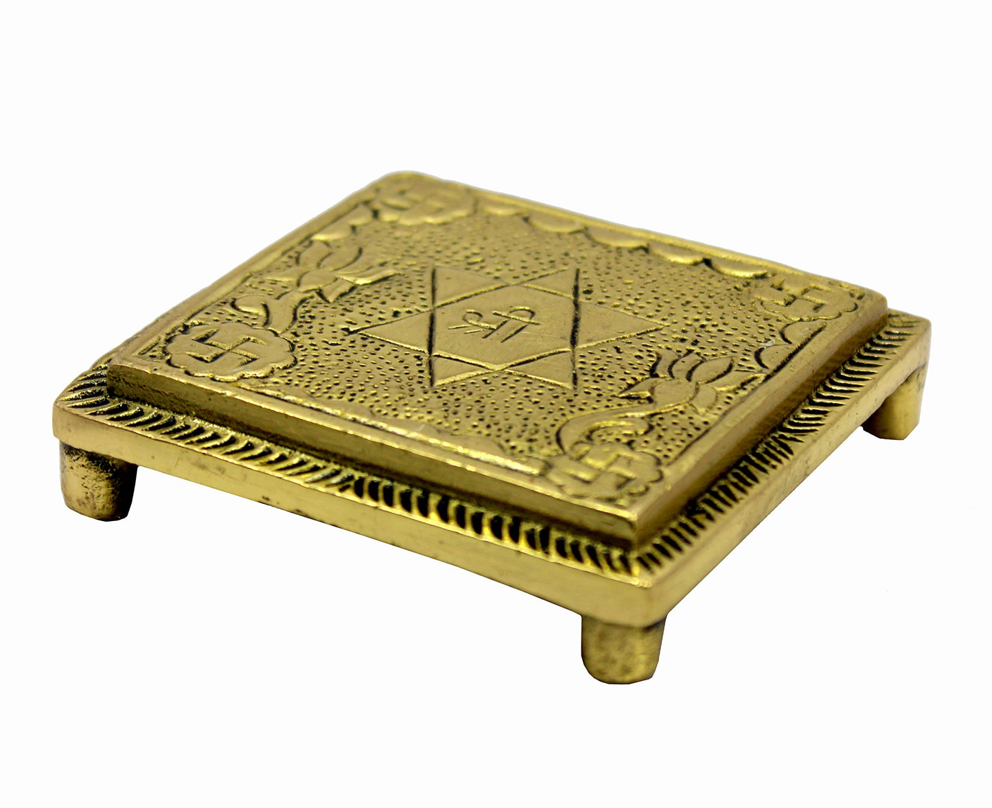 eSplanade Brass Pooja Mandir Chowki God's Stool - Puja Articles - 2.6" Inches (Very Small)