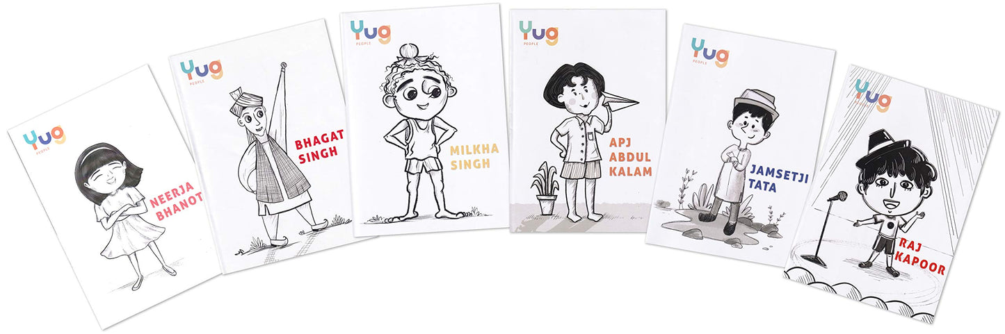 Biographies of Milkha Singh, Jamsetji Tata, President Abdul Kalam, Bhagat Singh, Raj Kapoor, Neerja Bhanot | Famous Inspirational Indian Personalities | Set of 6 Books by Yug