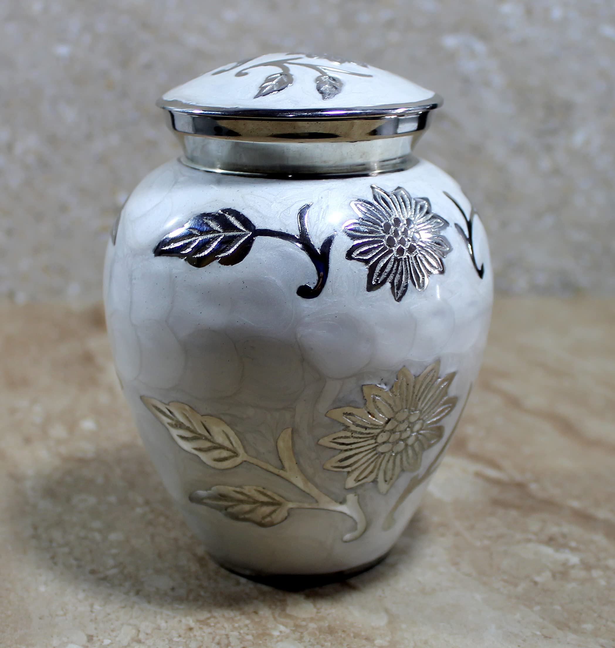 eSplanade Metal Cremation Urn Memorial Jar Pot Container | Medium Size Urn for Funeral Ashes Burial | Engraved Metal Urn
