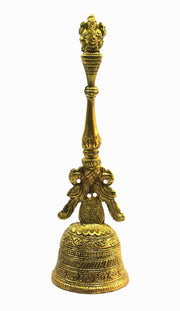 eSplanade - Ganesha 8" Premium Brass Pooja Puja Bell Ghanti, for Poojan Purpose, Spiritual Gift Item, made of 100% solid Brass | Pooja Praying Idol | Home Decor | Brass Decor.