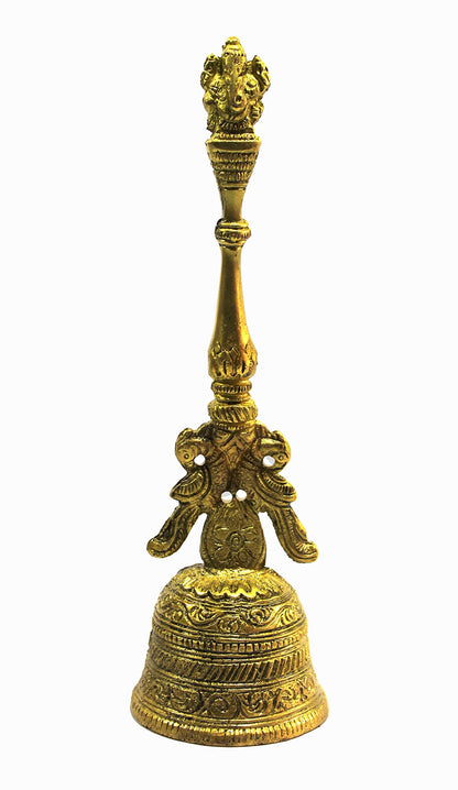 eSplanade - Ganesha 8" Premium Brass Pooja Puja Bell Ghanti, for Poojan Purpose, Spiritual Gift Item, made of 100% solid Brass | Pooja Praying Idol | Home Decor | Brass Decor.