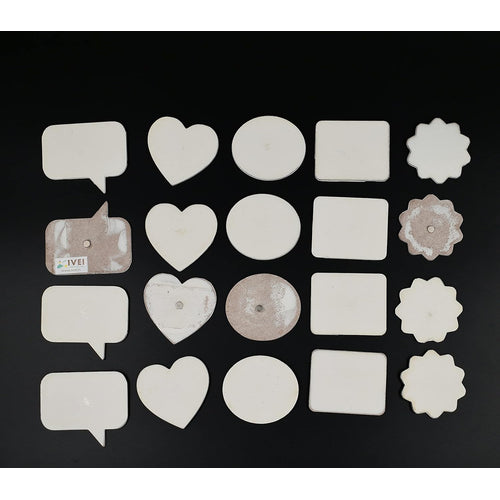 IVEI DIY MDF Wooden Unfinished Fridge Magnets with Primer - Plain Fridge Magnet Cutouts for Home - Mix Shaped Magnets for Painting Craft, Decoupage, Resin Art Work & Decoration - Set of 20
