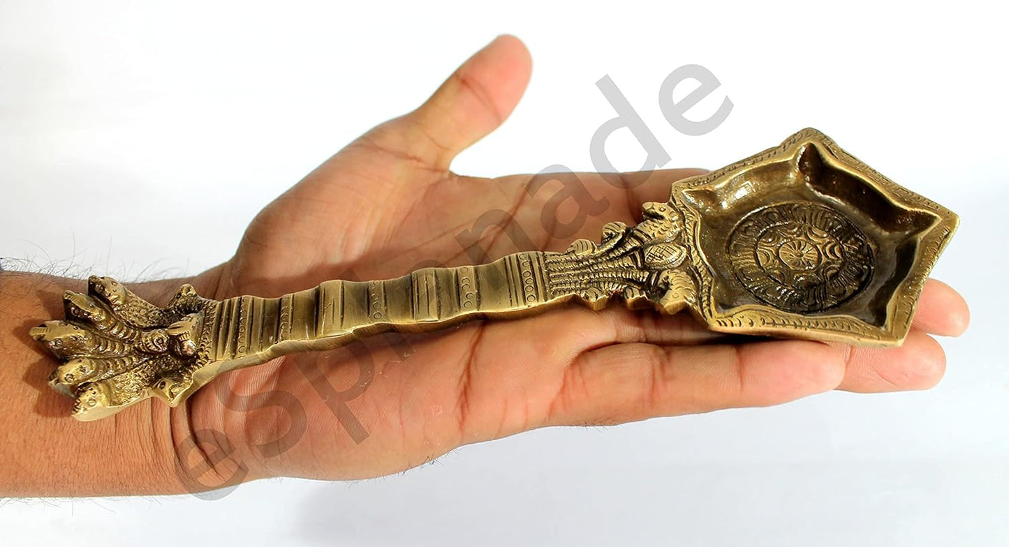 Brass Panchmukhi Nag Head Pooja Diya | Home Decor | Diya Deepak Deepam | Pooja Articles - Oil Lamp, Pooja Diya, Puja Spoon - 8.5" Inches