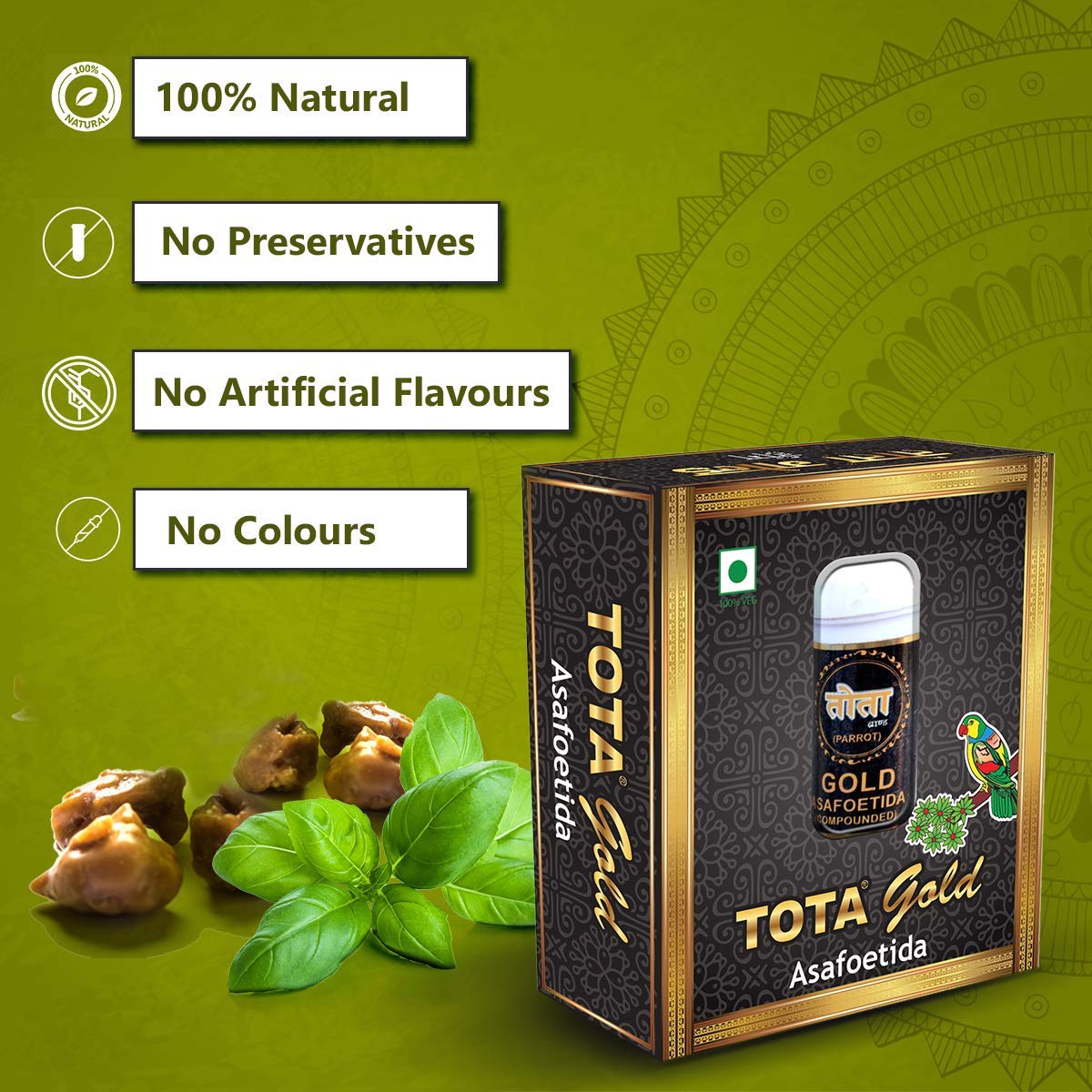 Tota Gold 100% Pure Hing Crystals - 14gm | Gluten Free Inguva Powder - Tazaki Asafoetida Whole - Combo Pack of 2 (हींग) Heeng Pure