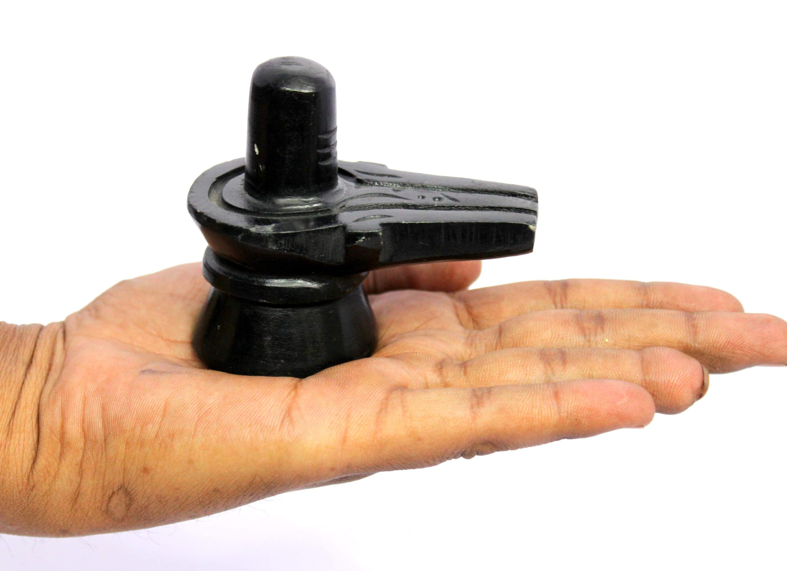 ESPLANADE Black Stone Shiva Lingam Shiv Ling Marble Idol Murti Statue Moorti - 3 Inch