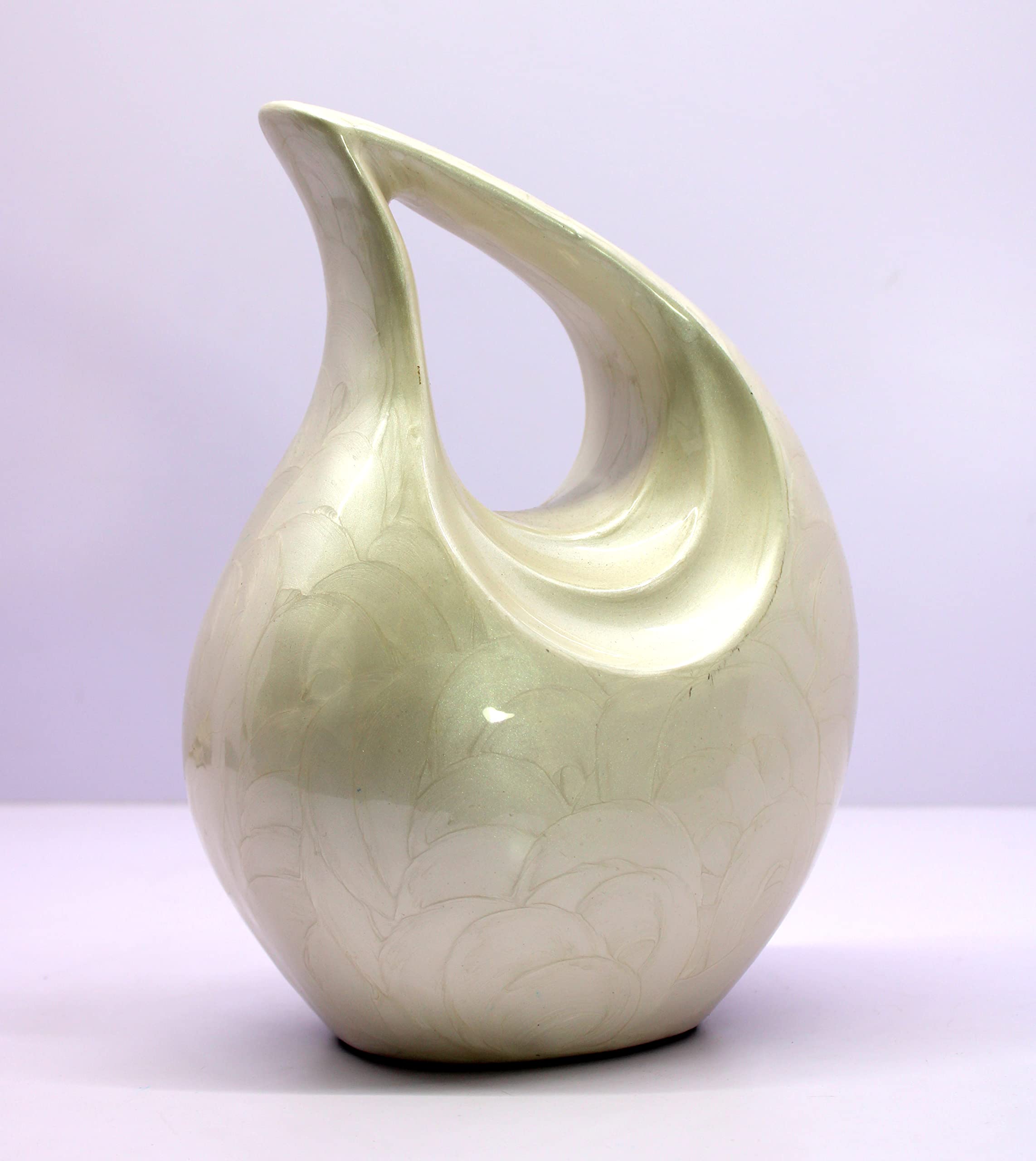 eSplanade Metal Cremation Urn Memorial Jar Pot Container | Full Size Urn for Ashes Funeral Burial | Teardrop Urns | Grey & white- 10" Inches