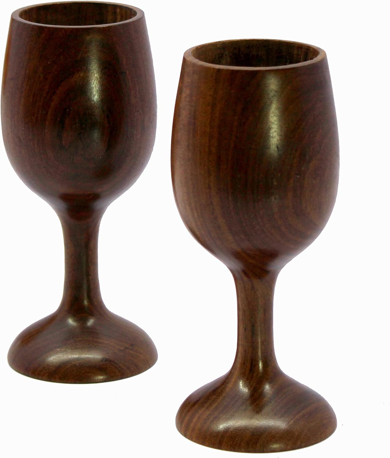 KLEO Wooden Wine Glass Goblet Champagne Flutes Coupes Glasses - Set of 2-250 ml - Wood - 6.9" Inches Height - Brown