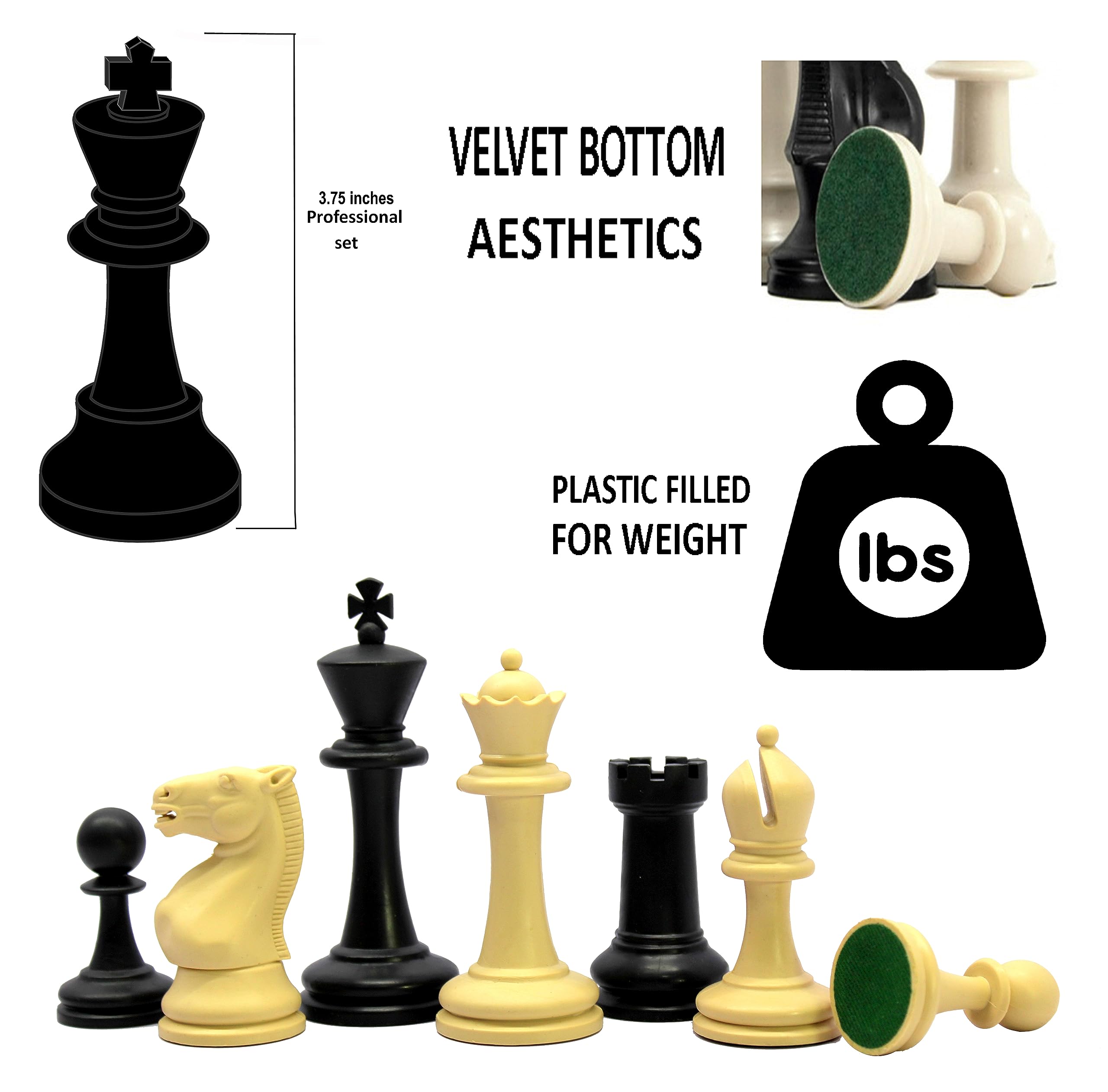 StonKraft - Tournament Chess Pieces (with Two Extra Queens) Chessmen Staunton Coins