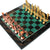 StonKraft Collectible Black Marble and Malachite Chess Board Set + Wooden Brass Combo Chess Pieces - Decorative Stone Chess - Home Decor