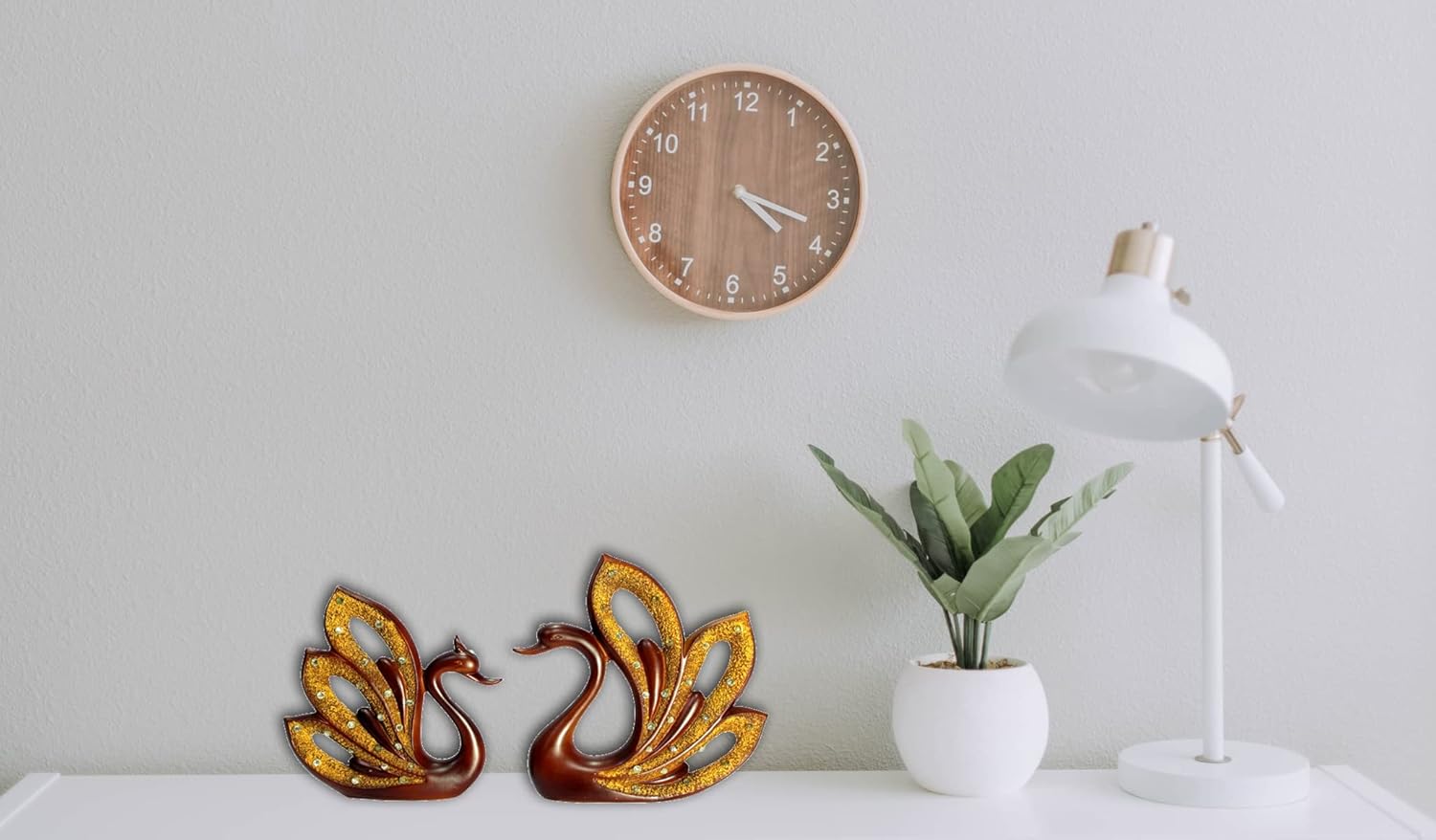 eSplanade Duck/Swan Pair - Set of 2 - Decorative Sculpture Showpiece | Decorative Items - Home Decor | Resin - 8.5" Inches - Brown