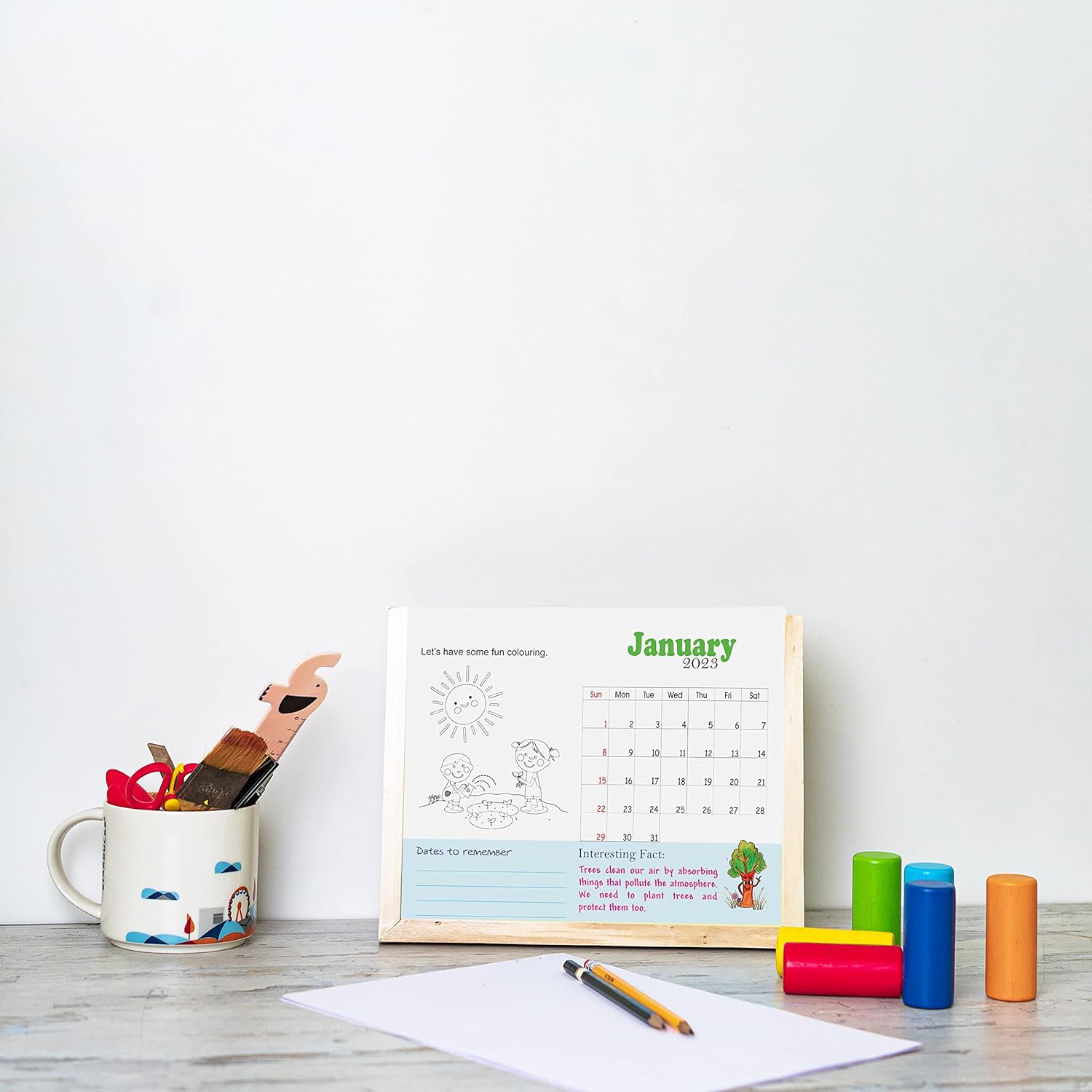 IVEI Activity calendar with pen stand For Kids, 9.9 X 8.4 Inch, Multi-color