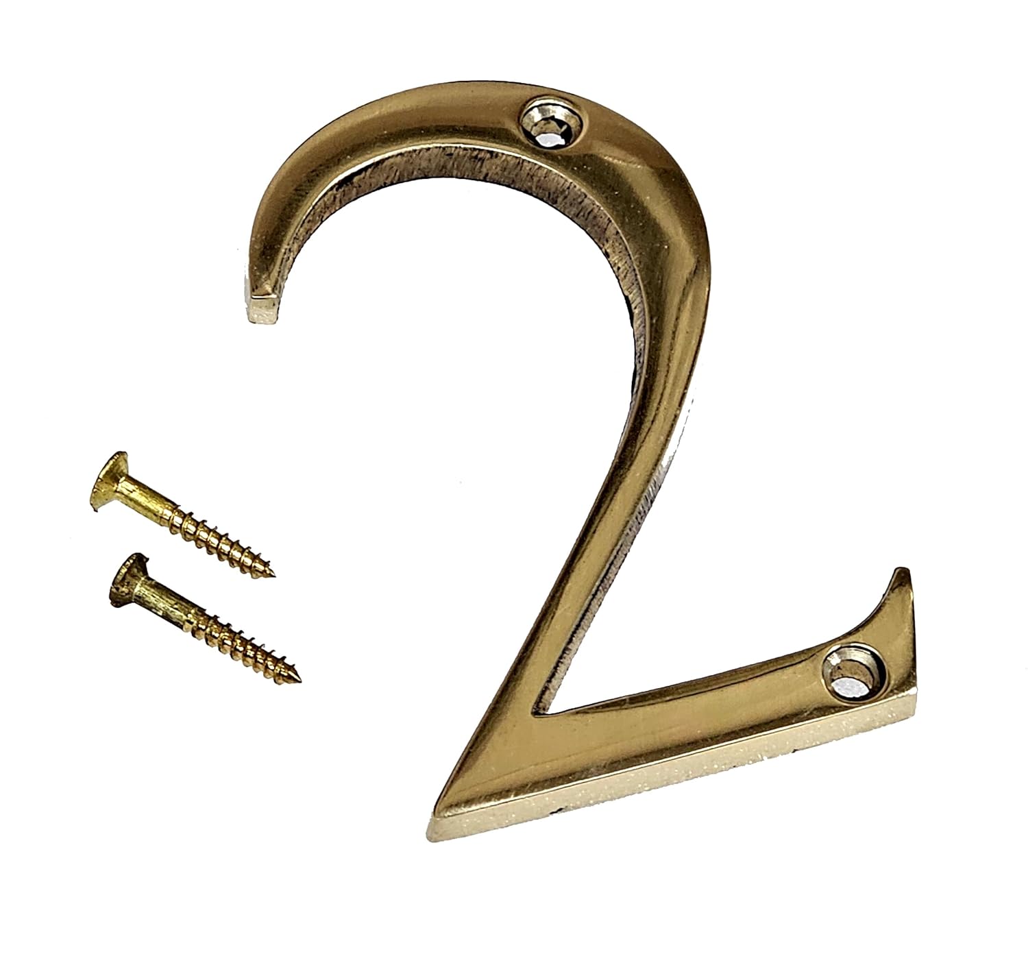 eSplanade 3" Brass House Hotel Door Number Plaque – Numeric Numerical Digit Sign for Home Office Hotel Guest House – Polished Brass Finish with Screws