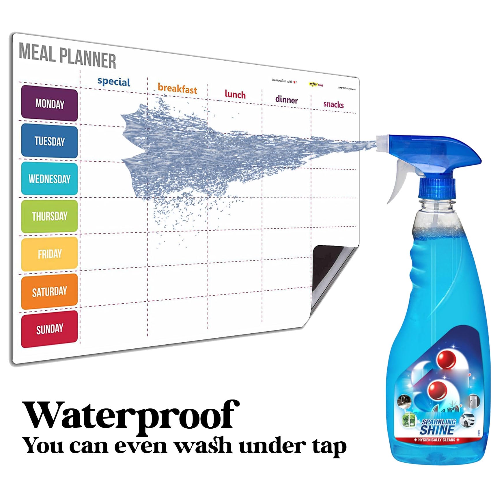 XOXOMags Mini Fridge Magnet Write-Erase Planner Board - for Daily and Weekly Tasks, Meal Planner, Organizer, Shopping Checklists for Home and Office (Pastel & Rainbow combo)