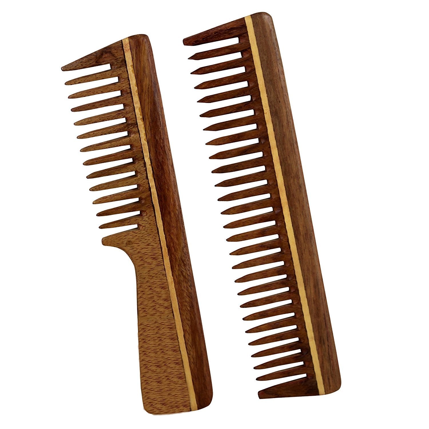 RoyaltyRoute Professional Hair Comb, Set of 2 - Handmade Rosewood - Anti Dandruff, Non-Static and Eco-friendly
