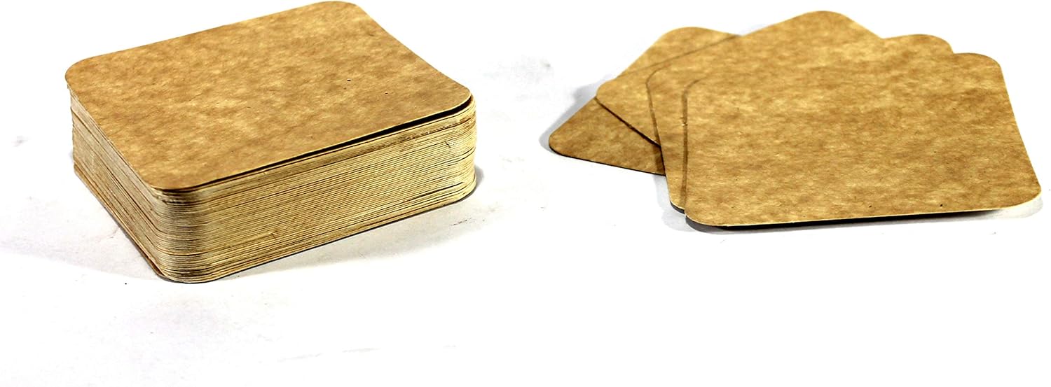 eSplanade Disposable Coaster - Made of Paper (Set of 100) - Use and Throw Reversible Coasters - Perfect for Bar, Hotel, Restaurant purpose & Parties (Brown Round & Square)
