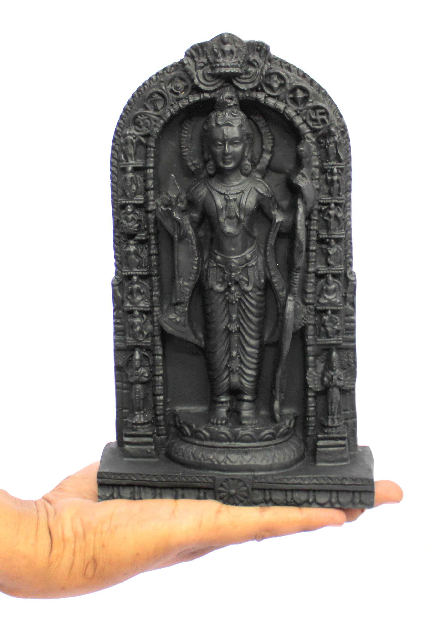 ESPLANADE Resin Ram Lalla Shri Ram Murti Idol Ayodhya Temple Statue Sculpture Decorative Idols (8.5 Inch Height) (Black)