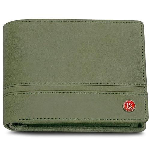 HORNBULL Denial Olive Green Genuine Leather Wallet for Men | Leather Mens Wallet with RFID Blocking | Valentine's Day Gift Wallet for Men